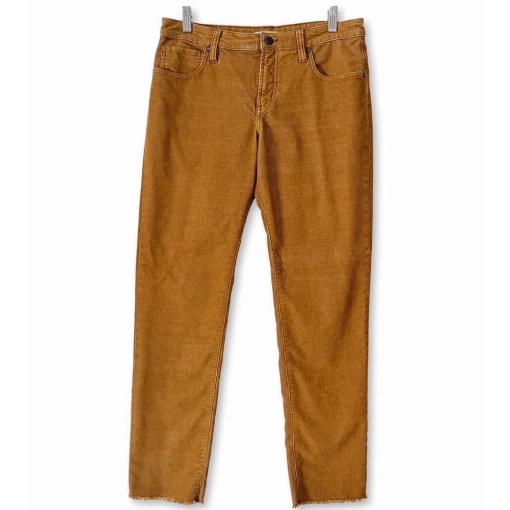 Carve Designs Corduroy Pant Women 8 Mustard Yellow Stretch Frayed Hem Organic